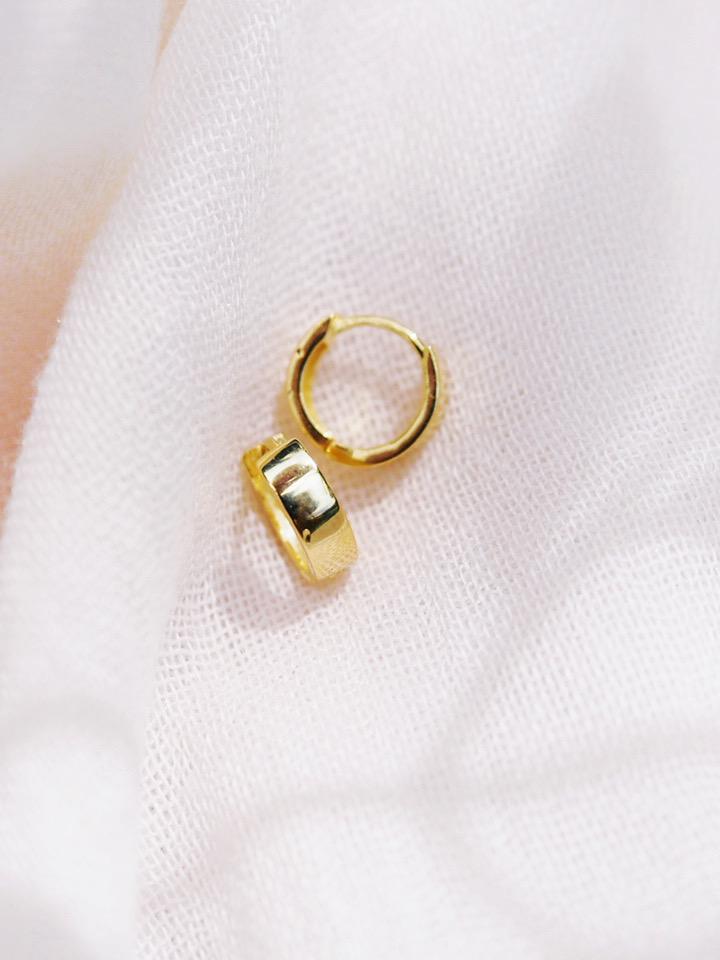 Earrings - Tiny Thick Squared Vermeil Huggie Hoop Earrings - Hanaaloha - ke aloha jewelry