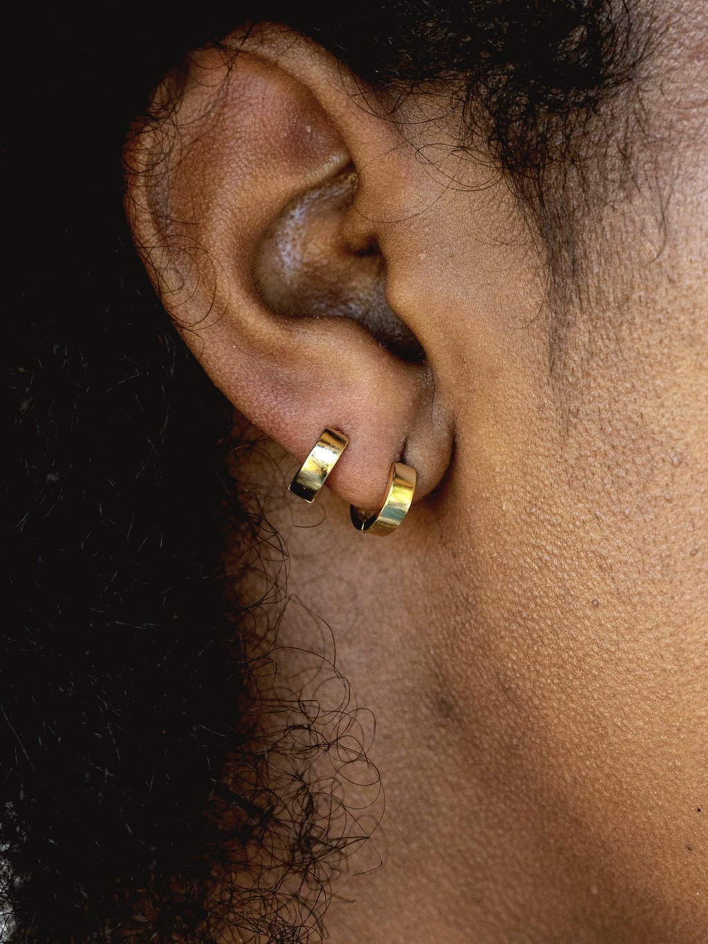 Earrings - Tiny Thick Squared Vermeil Huggie Hoop Earrings - Hanaaloha - ke aloha jewelry