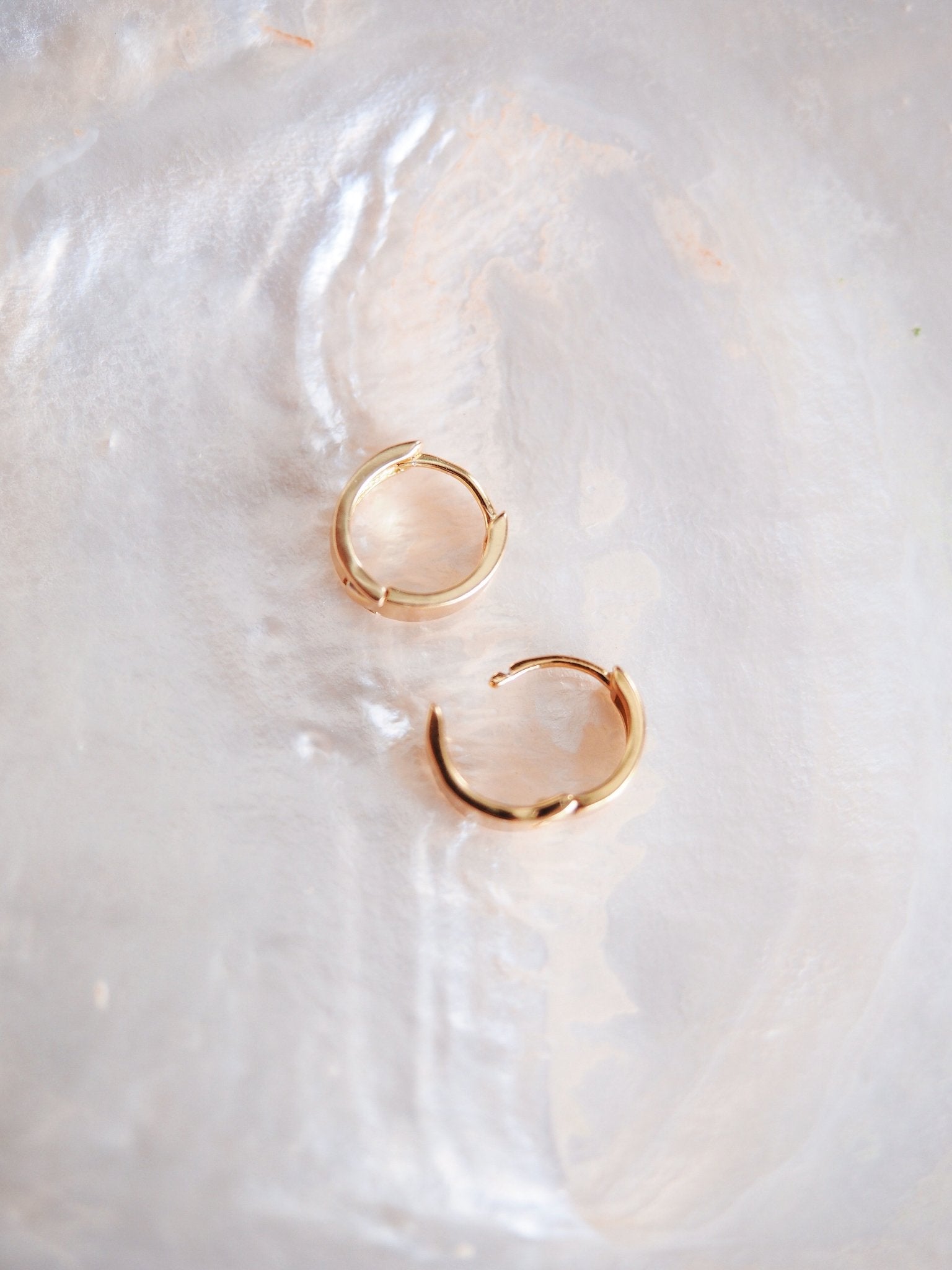 Earrings - Tiny Thick Squared Vermeil Huggie Hoop Earrings - Hanaaloha - Ke Aloha Jewelry