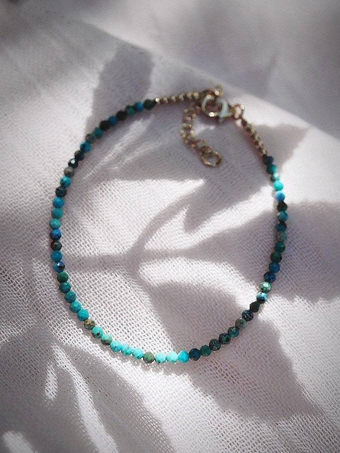 Gold Bracelet - Tiny Turquoise Bracelet - ke aloha jewelry