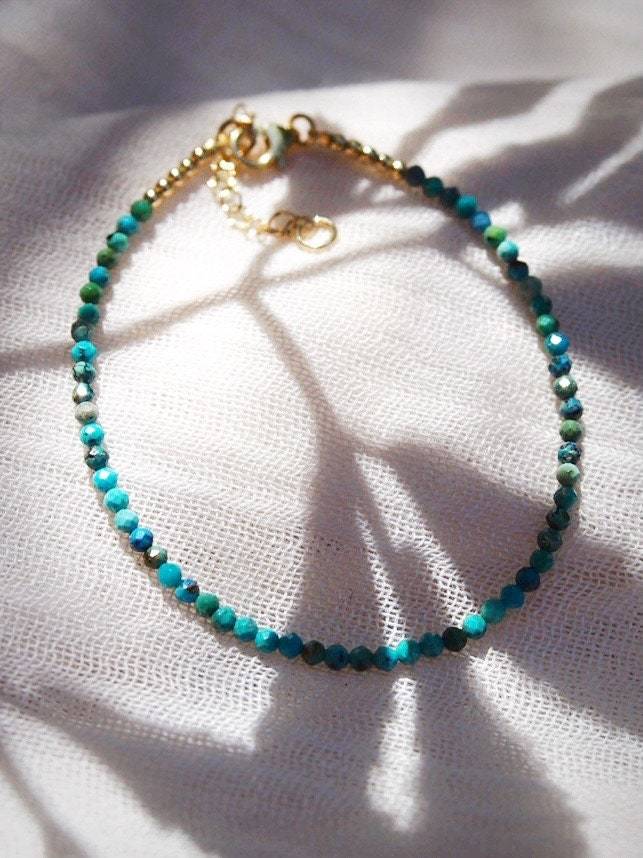 Gold Bracelet - Tiny Turquoise Bracelet - ke aloha jewelry