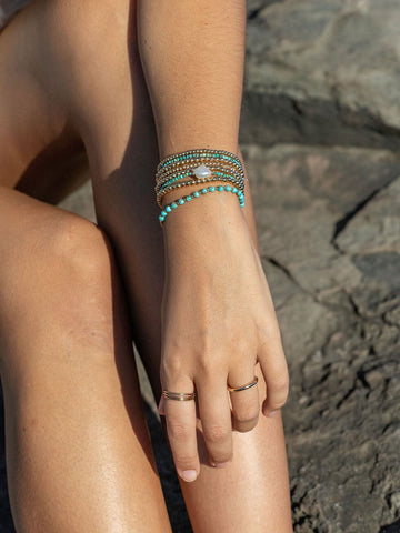 Gold Bracelet - Tiny Turquoise Bracelet - ke aloha jewelry