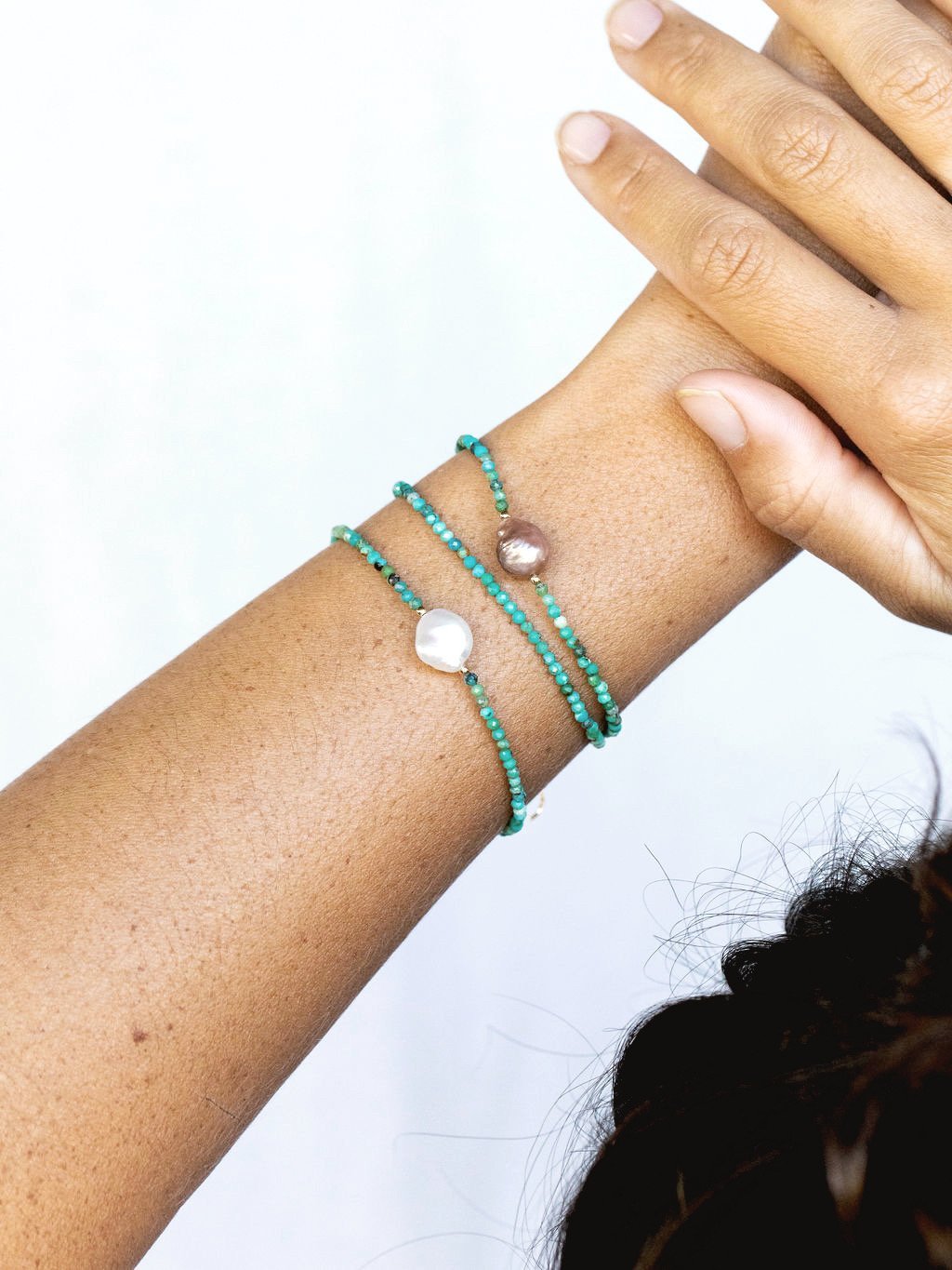Gold Bracelet - Tiny Turquoise Bracelet - ke aloha jewelry