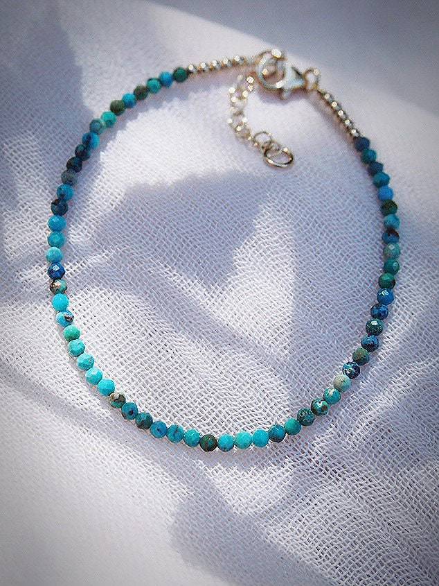 Gold Bracelet - Tiny Turquoise Bracelet - ke aloha jewelry