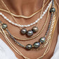Gold Necklace - Triple Floating Tahitian Pearl Necklace - Mililani - ke aloha jewelry