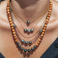 Gold Necklace - Triple Floating Tahitian Pearl Necklace - Mililani - ke aloha jewelry