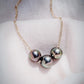 Gold Necklace - Triple Floating Tahitian Pearl Necklace - Mililani - ke aloha jewelry