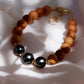 Gold Bracelet - Triple Tahitian Pearl Sandalwood Bead Bracelet - Kalani - ke aloha jewelry