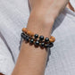 Gold Bracelet - Triple Tahitian Pearl Sandalwood Bead Bracelet - Kalani - ke aloha jewelry