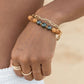 Gold Bracelet - Triple Tahitian Pearl Sandalwood Bead Bracelet - Kalani - ke aloha jewelry