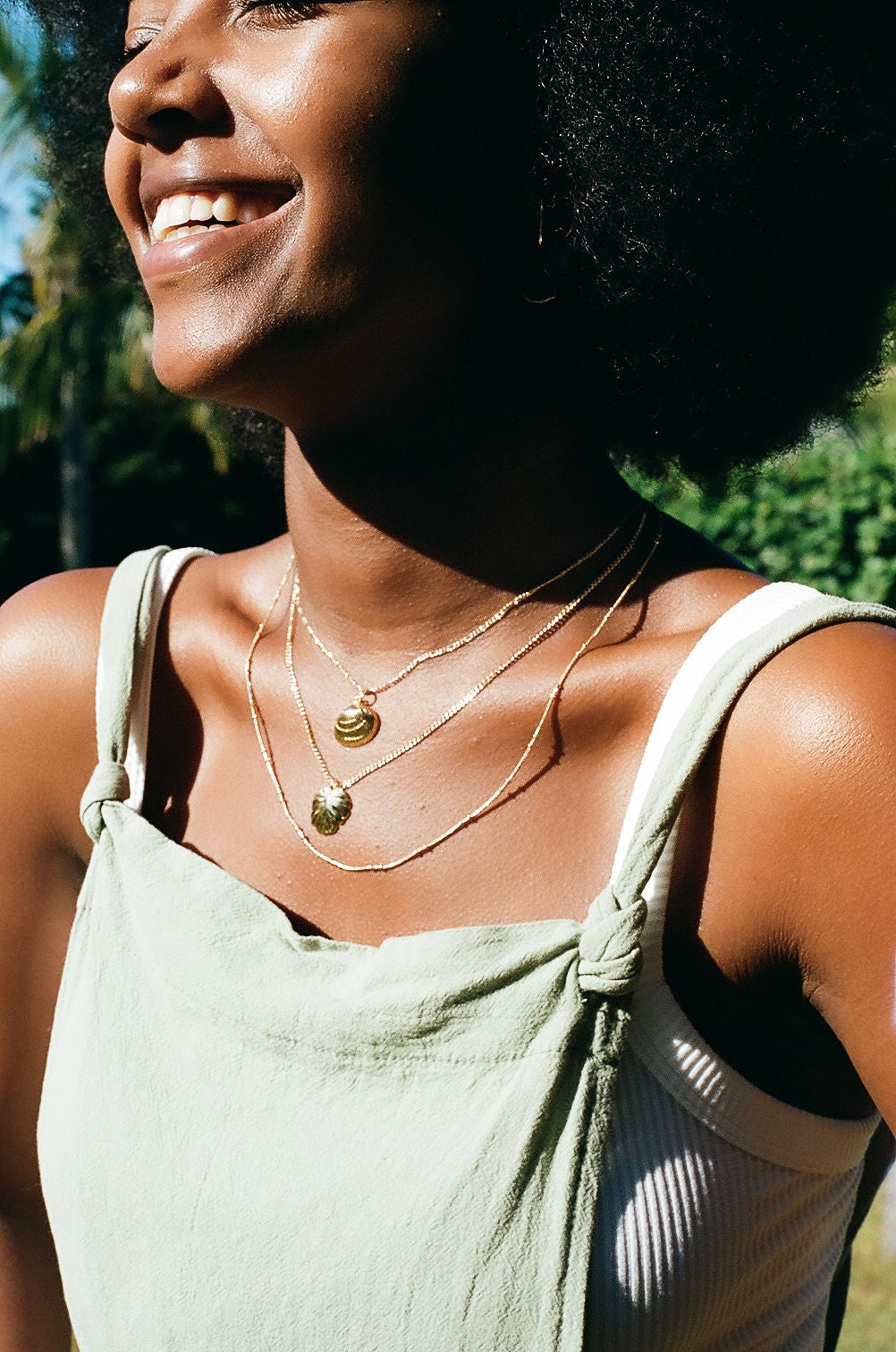 Gold Necklace - Tropical Pendant Layering Necklace Set - ke aloha jewelry