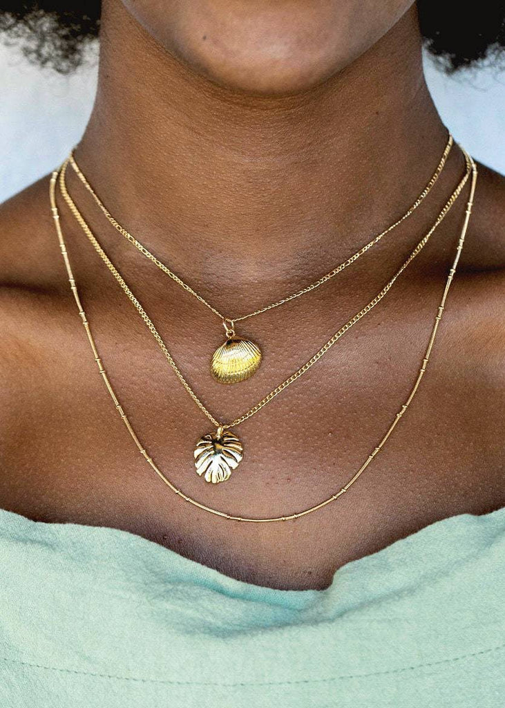 Gold Necklace - Tropical Pendant Layering Necklace Set - ke aloha jewelry