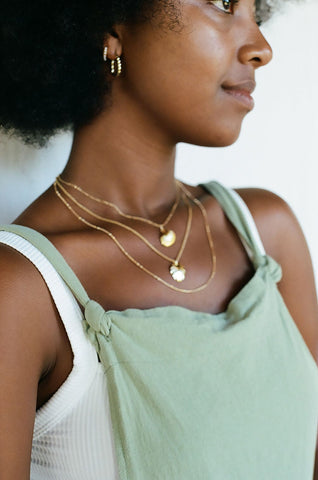 Gold Necklace - Tropical Pendant Layering Necklace Set - ke aloha jewelry