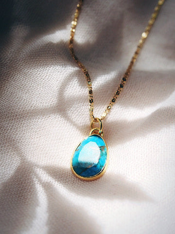 Gold Necklace - Turquoise Pendant Necklace - Malu - ke aloha jewelry