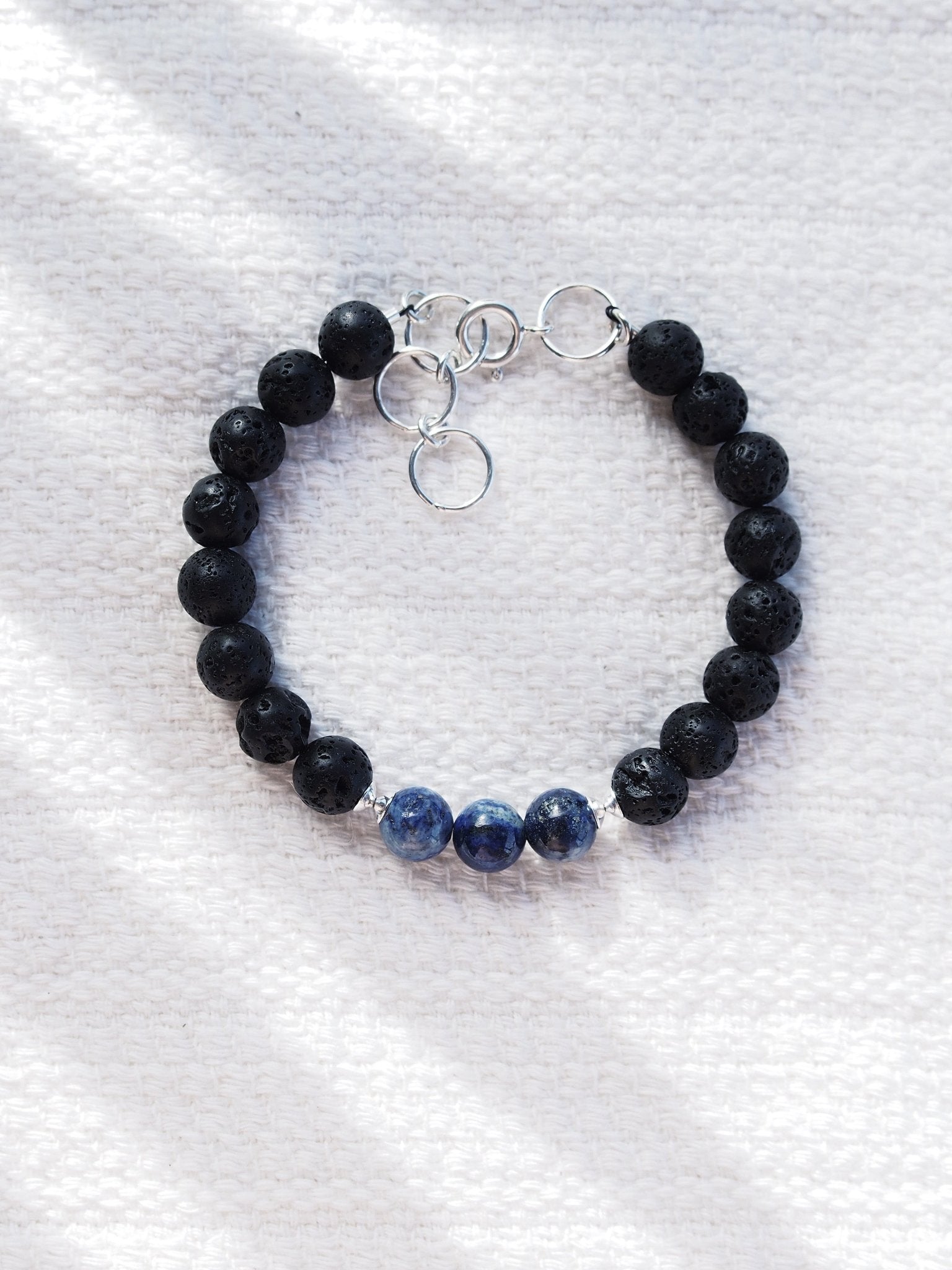 Bracelets - Unisex Men's Lapis Lazuli Lava Bracelet - Keahilani - ke aloha jewelry