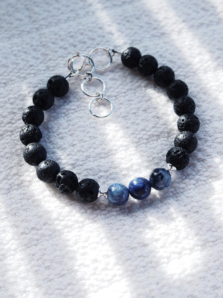 Bracelets - Unisex Men's Lapis Lazuli Lava Bracelet - Keahilani - ke aloha jewelry