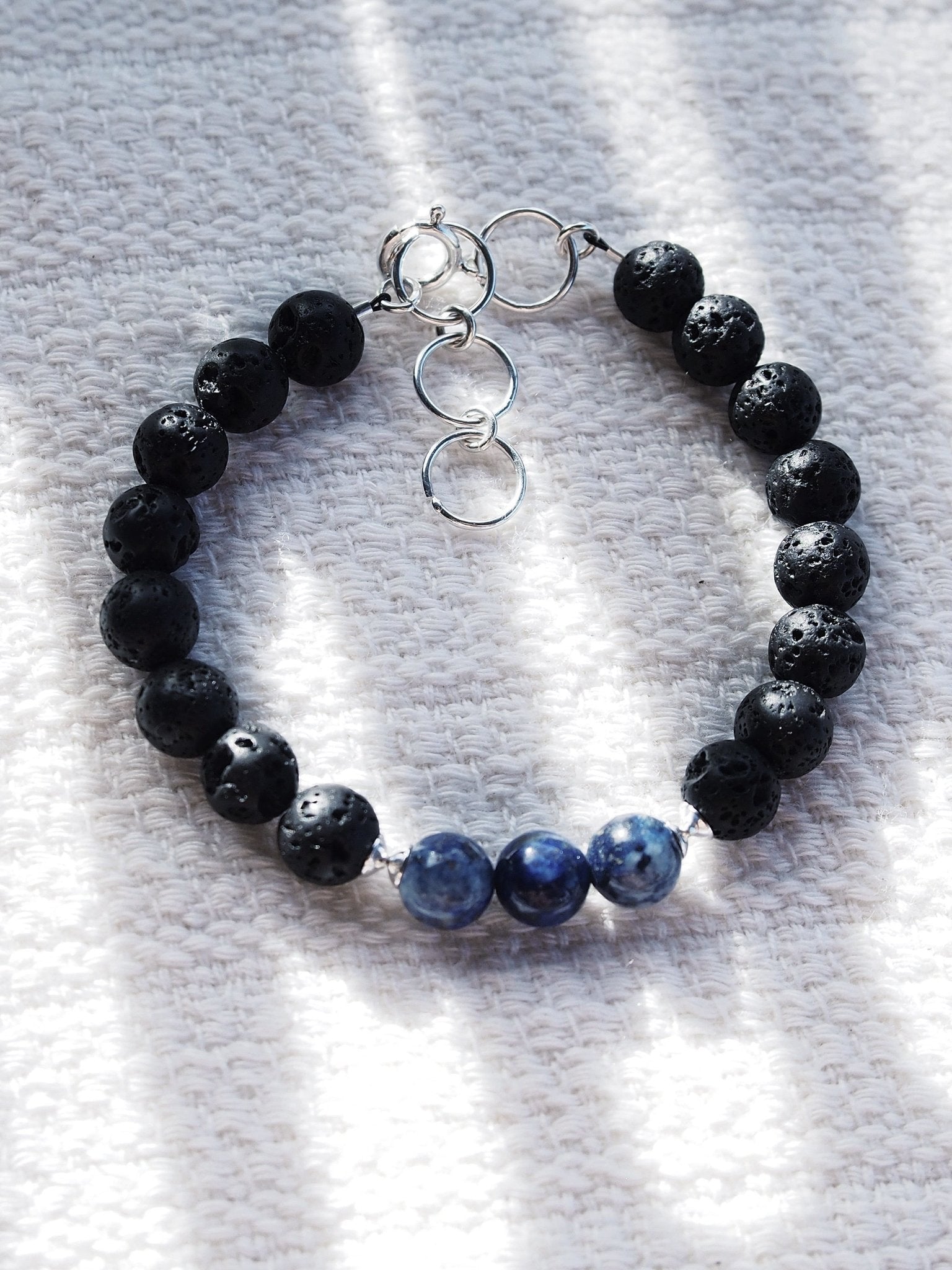 Bracelets - Unisex Men's Lapis Lazuli Lava Bracelet - Keahilani - ke aloha jewelry