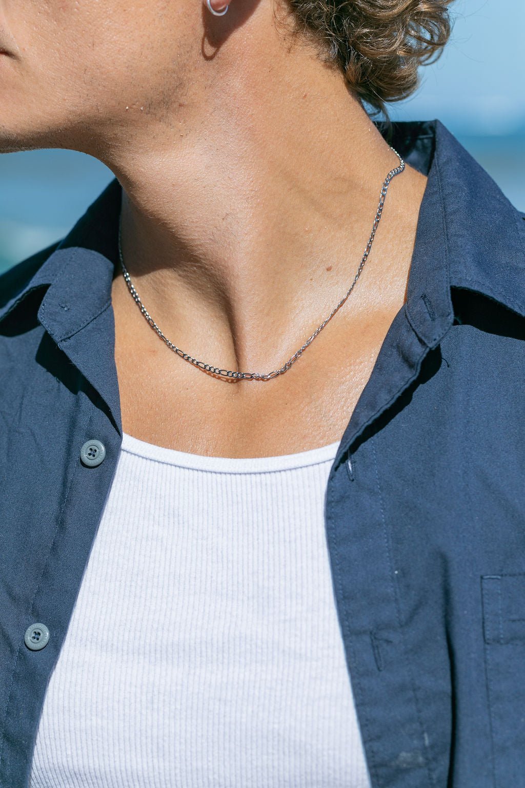 Stainless Steel Necklace - Unisex Men's Stainless Steel Figaro Chain - Kilohana - ke aloha jewelry