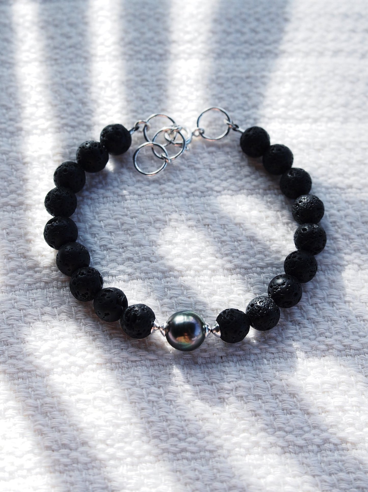 Bracelets - Unisex Men's Tahitian Pearl Lava Bracelet - Pauahi - ke aloha jewelry