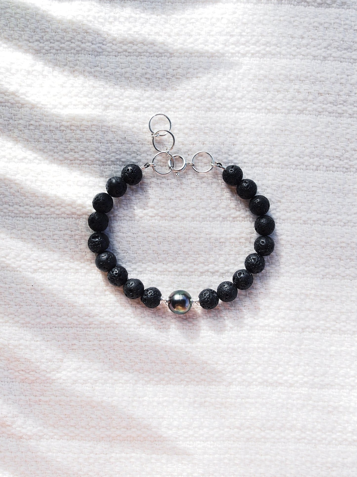Bracelets - Unisex Men's Tahitian Pearl Lava Bracelet - Pauahi - ke aloha jewelry
