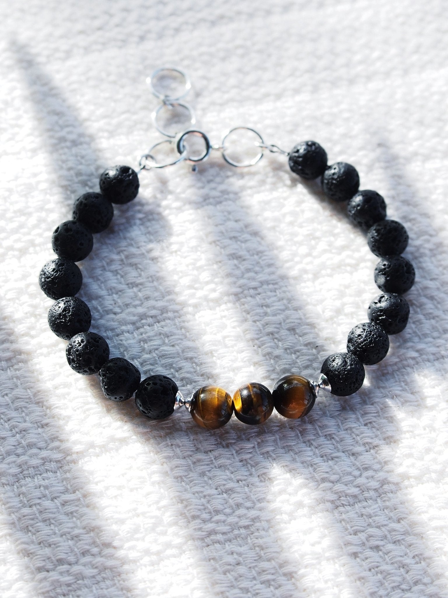Bracelets - Unisex Men's Tigers Eye Lava Bracelet - Ekewaka - ke aloha jewelry