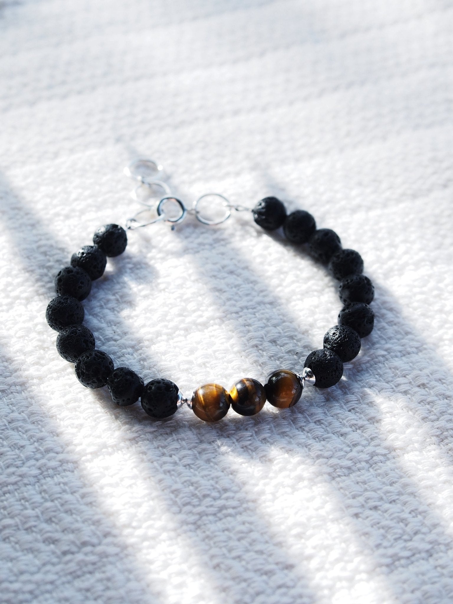 Bracelets - Unisex Men's Tigers Eye Lava Bracelet - Ekewaka - ke aloha jewelry