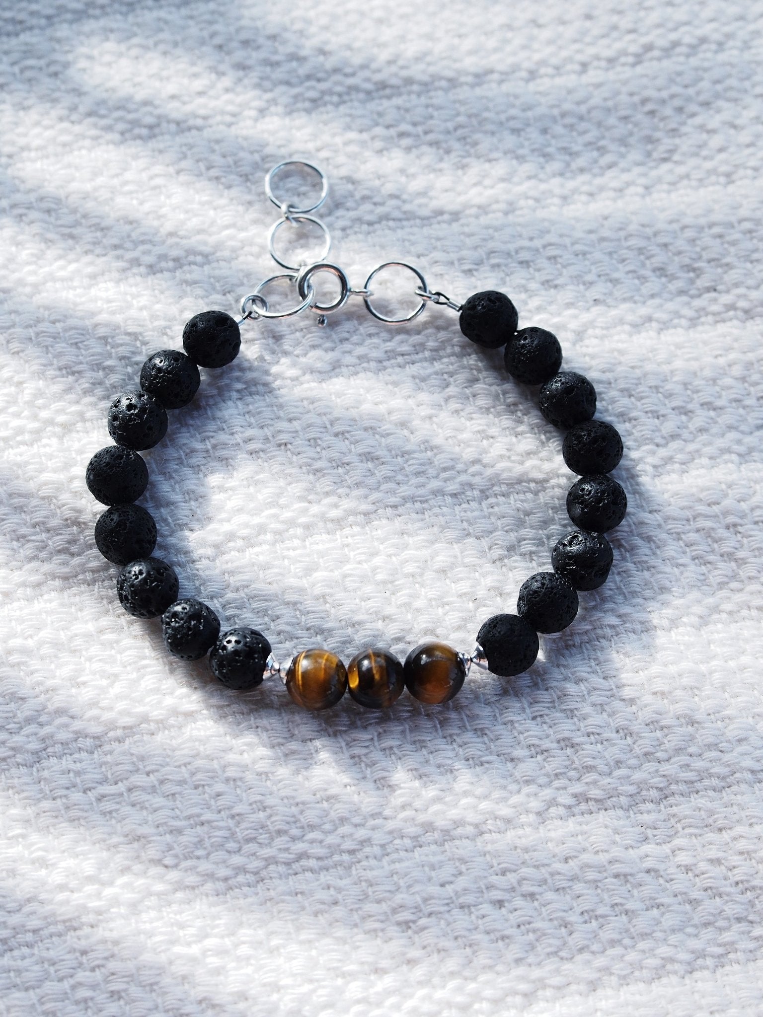 Bracelets - Unisex Men's Tigers Eye Lava Bracelet - Ekewaka - ke aloha jewelry