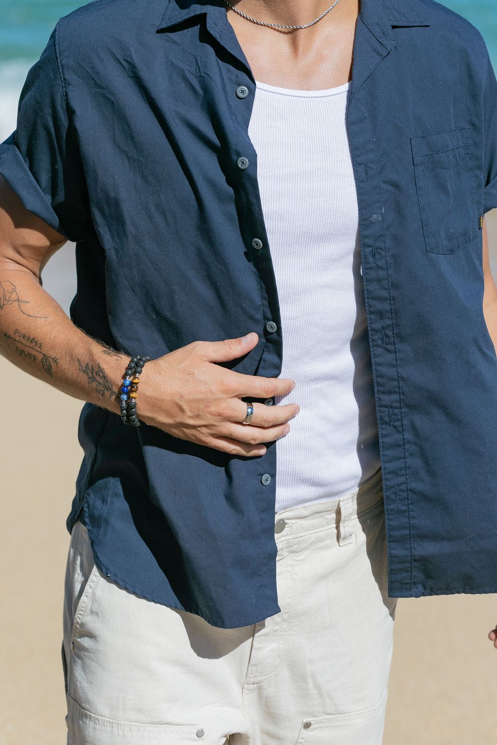 Bracelets - Unisex Men's Tigers Eye Lava Bracelet - Ekewaka - ke aloha jewelry