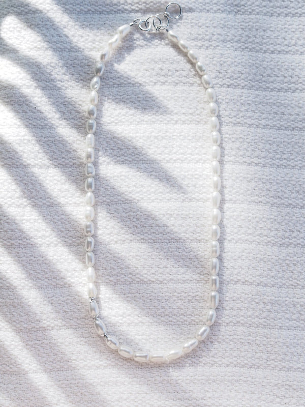 Necklace - Unisex Men's White Pearl Necklace - Makoa - ke aloha jewelry