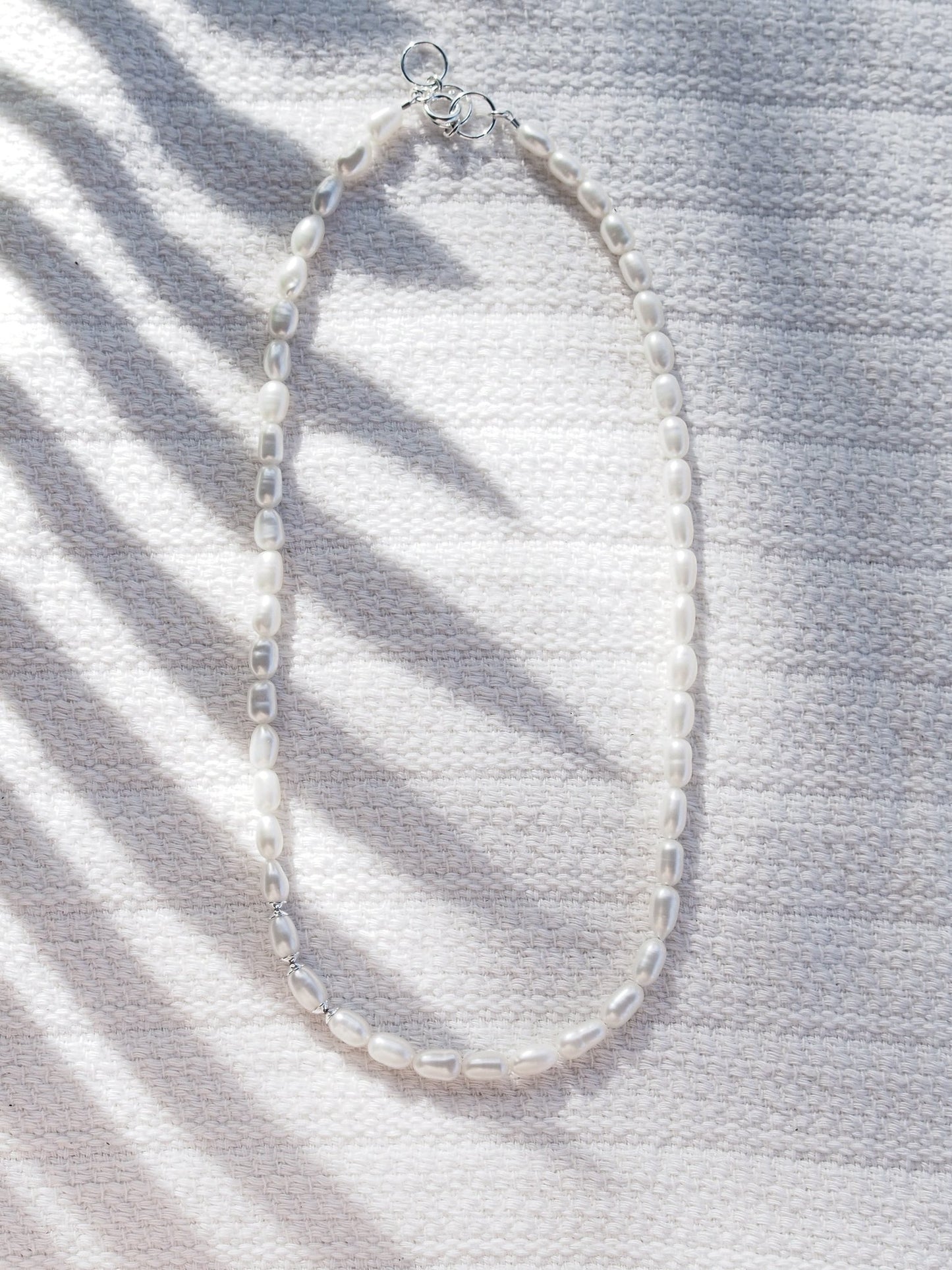 Necklace - Unisex Men's White Pearl Necklace - Makoa - ke aloha jewelry