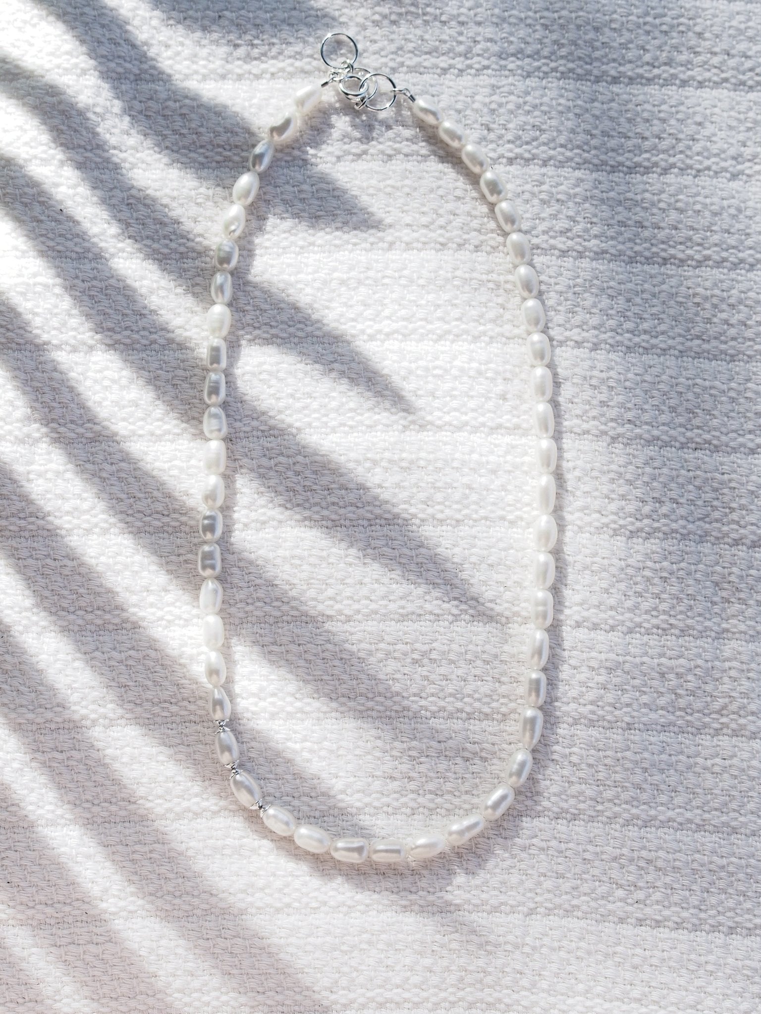 Necklace - Unisex Men's White Pearl Necklace - Makoa - ke aloha jewelry