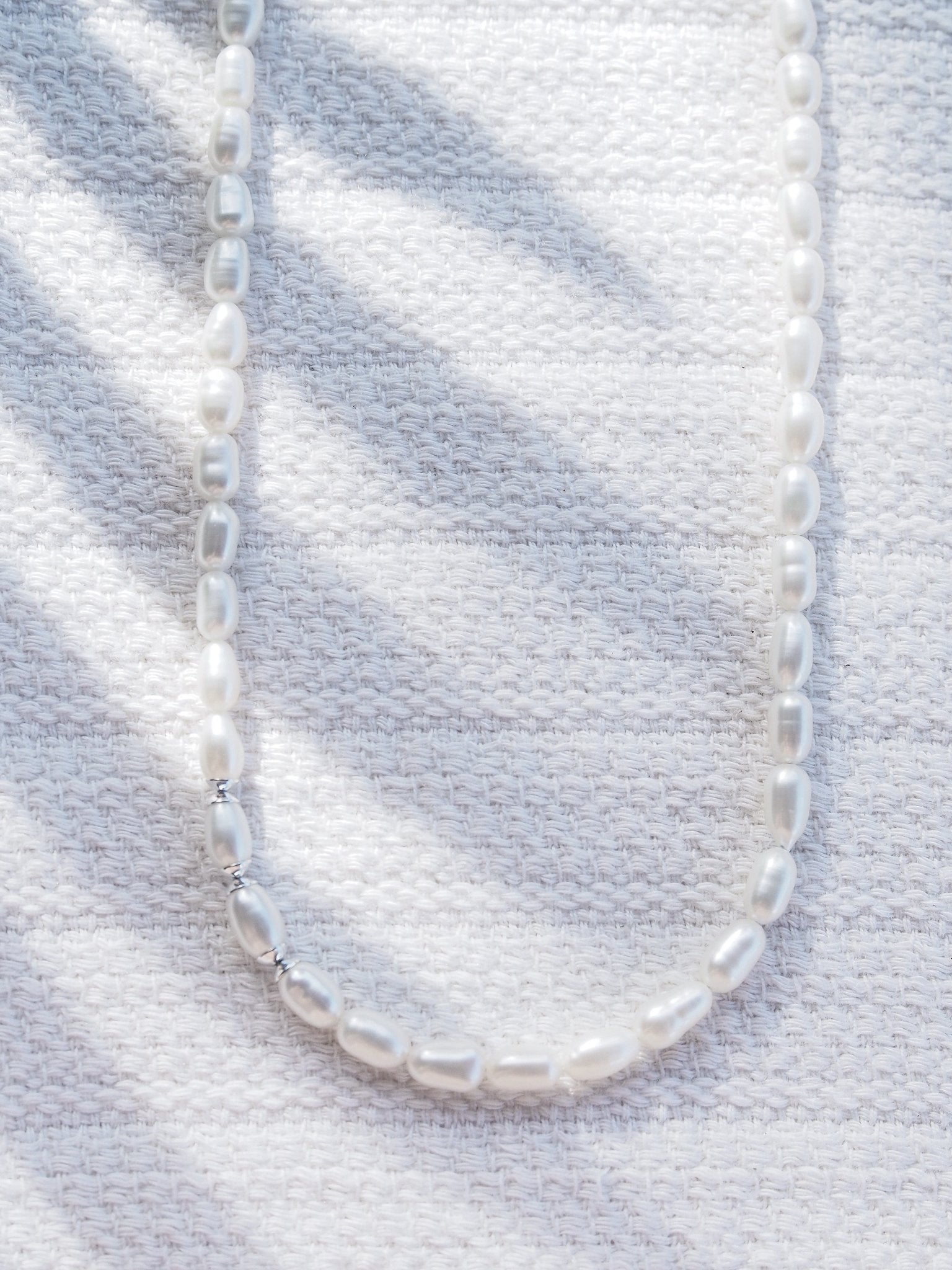 Necklace - Unisex Men's White Pearl Necklace - Makoa - ke aloha jewelry