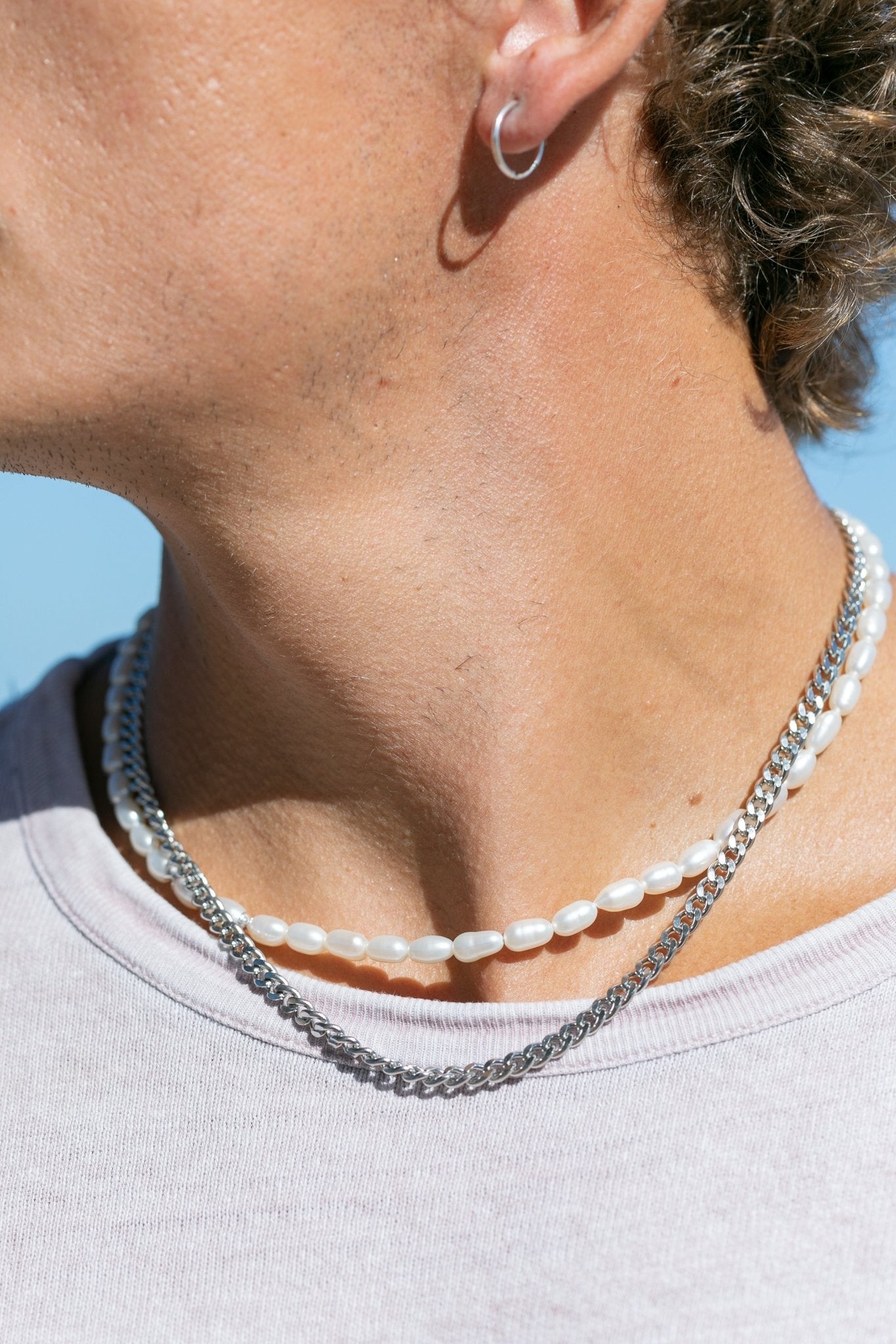 Necklace - Unisex Men's White Pearl Necklace - Makoa - ke aloha jewelry