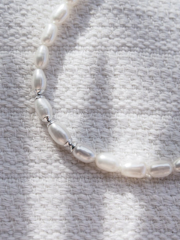 Necklace - Unisex Men's White Pearl Necklace - Makoa - ke aloha jewelry