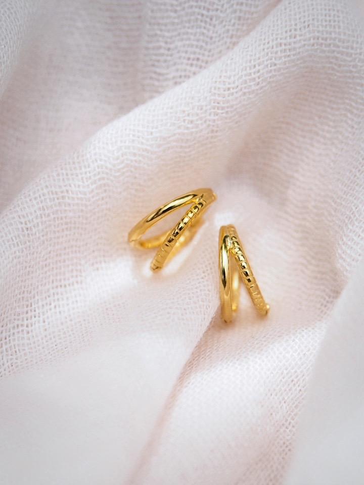 Earrings - Vermeil Double Hoop Earring - Alana - ke aloha jewelry