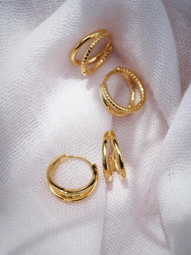 Earrings - Vermeil Double Hoop Earring - Alana - ke aloha jewelry