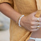 Gold Bracelet - White Freshwater Pearl Bead Bracelet - Keilani - ke aloha jewelry