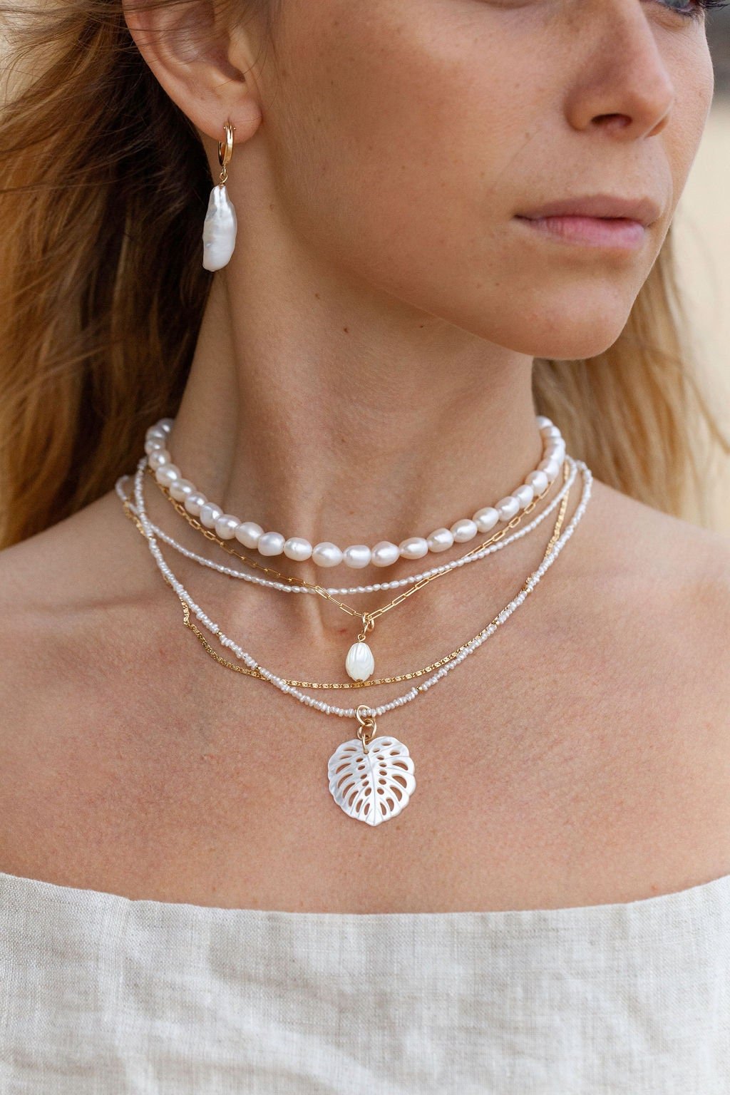 - White Pearl Choker Necklace - Ala - ke aloha jewelry