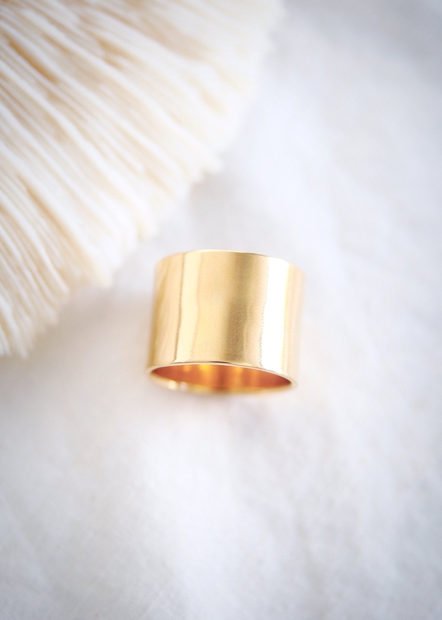 Wide Vermeil Gold Cigar Band Ring - Kahekili