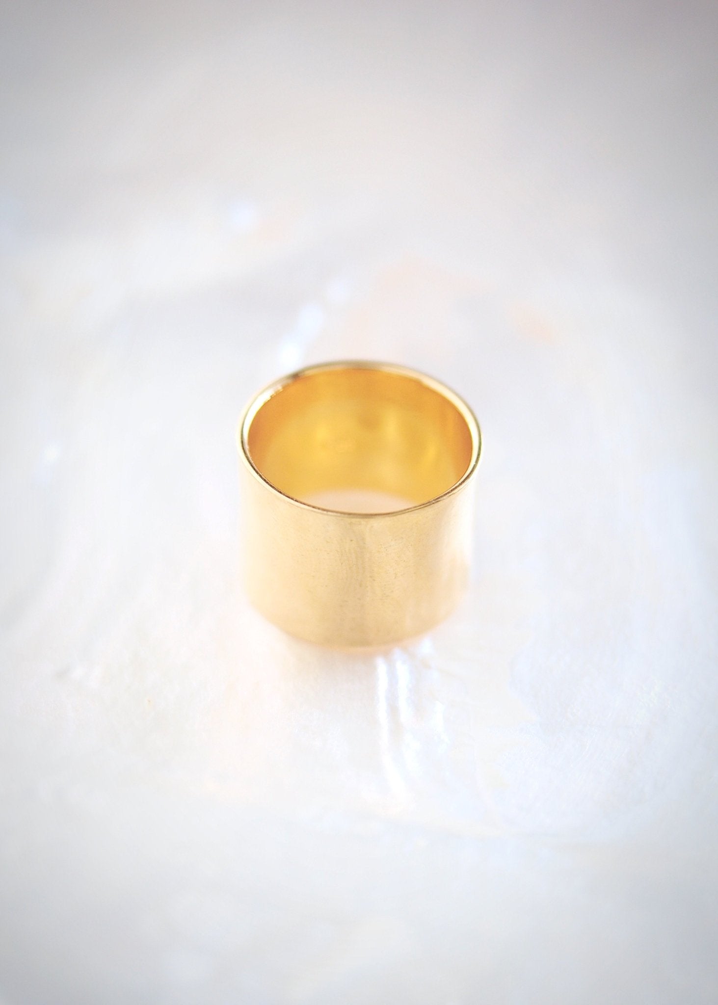 Wide Vermeil Gold Cigar Band Ring - Kahekili
