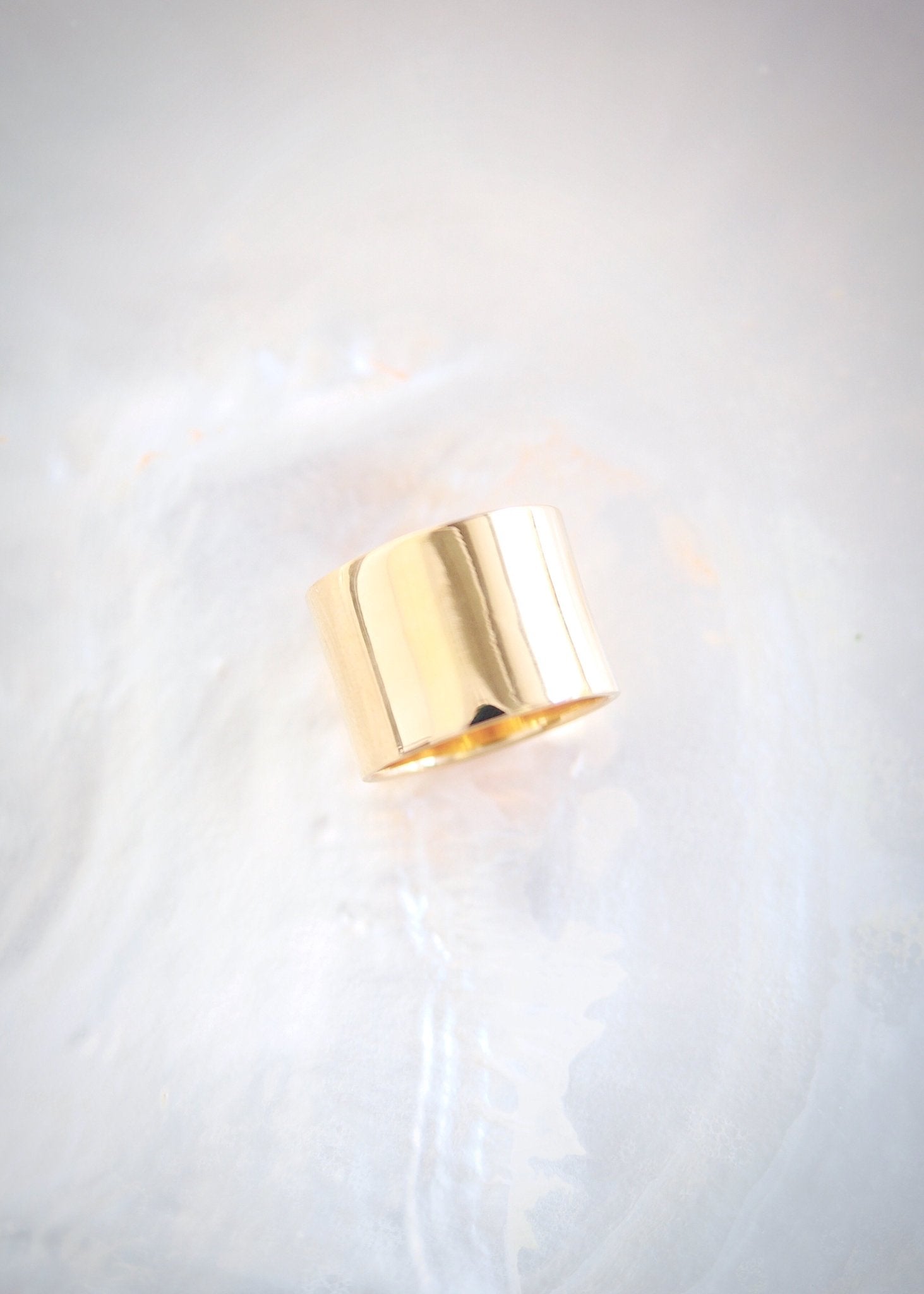 Wide Vermeil Gold Cigar Band Ring - Kahekili